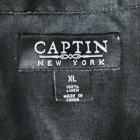 100% Linen Short Sleeve Button Up Shirt Men's XL Black Havana Summer Casual Cool - Picture 13 of 15